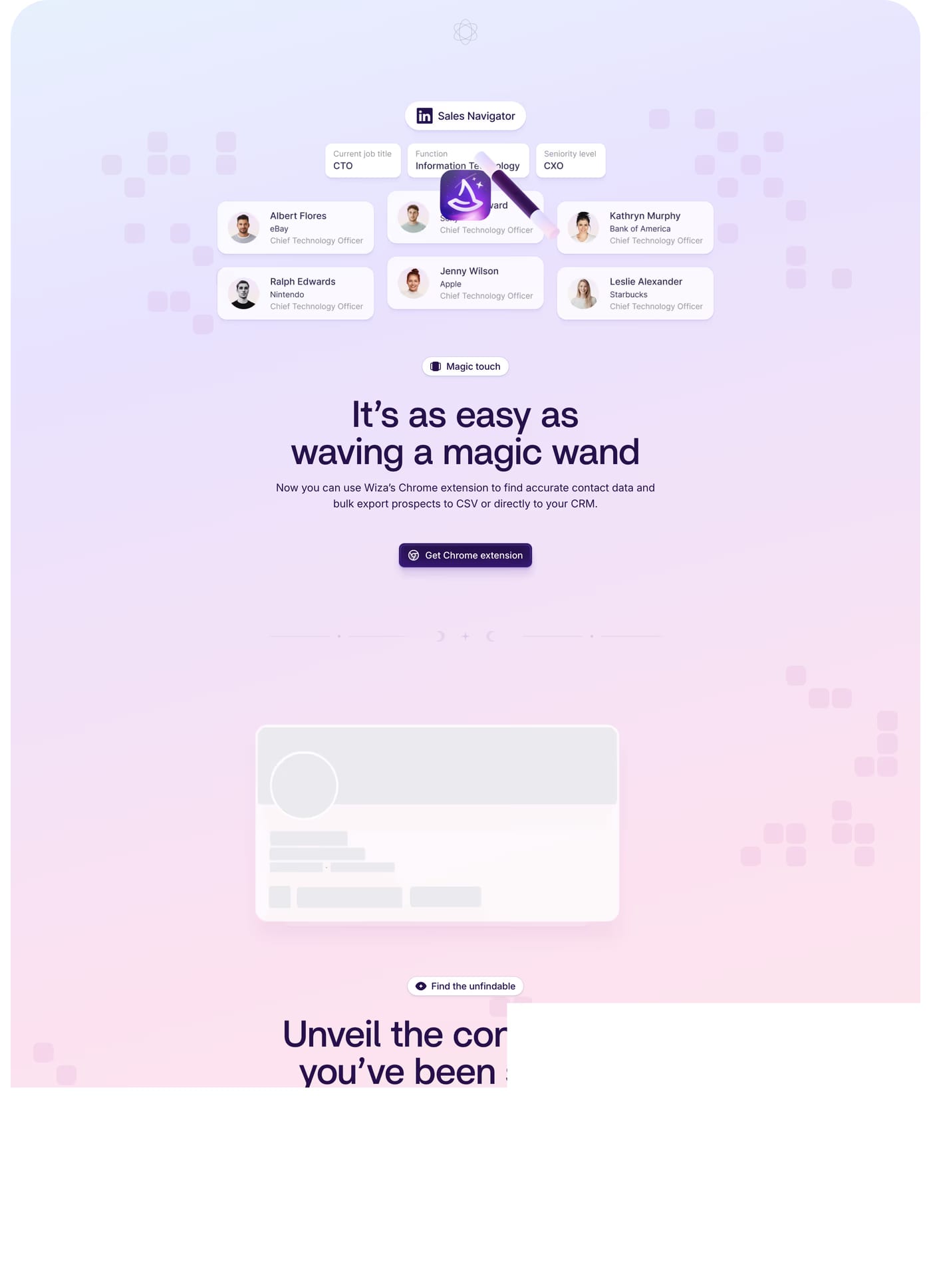 Wiza Features section