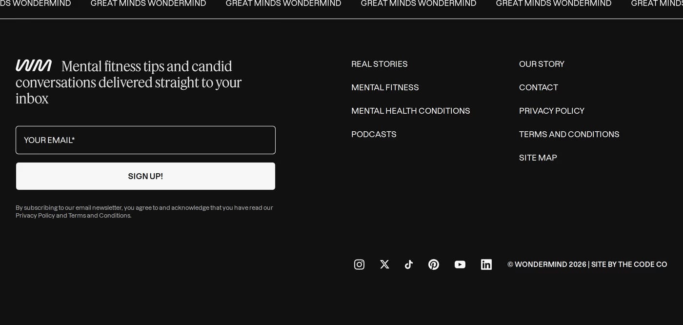 Wondermind — screenshot of the footer section