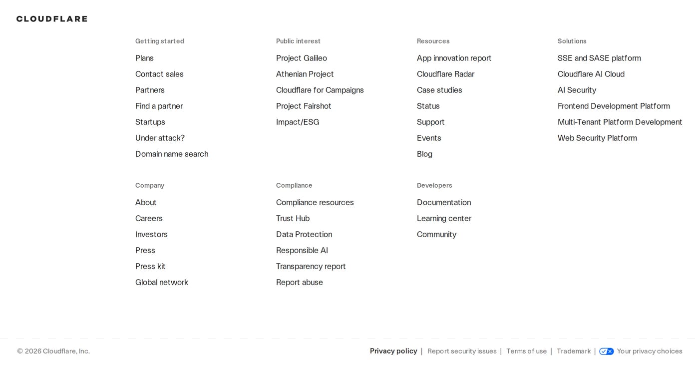 Workers Platform — screenshot of the footer section