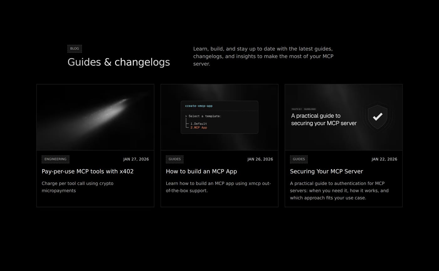 XMCP — screenshot of the features section