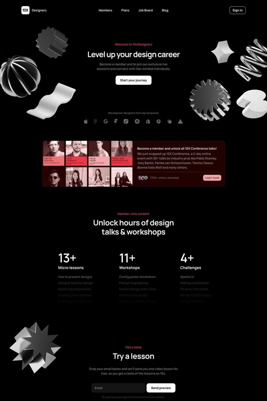 10×Designers — landing website screenshot