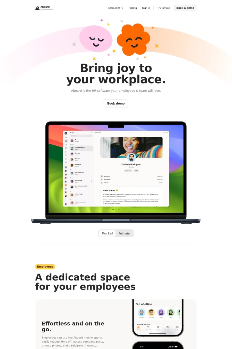 Aboard — landing website screenshot