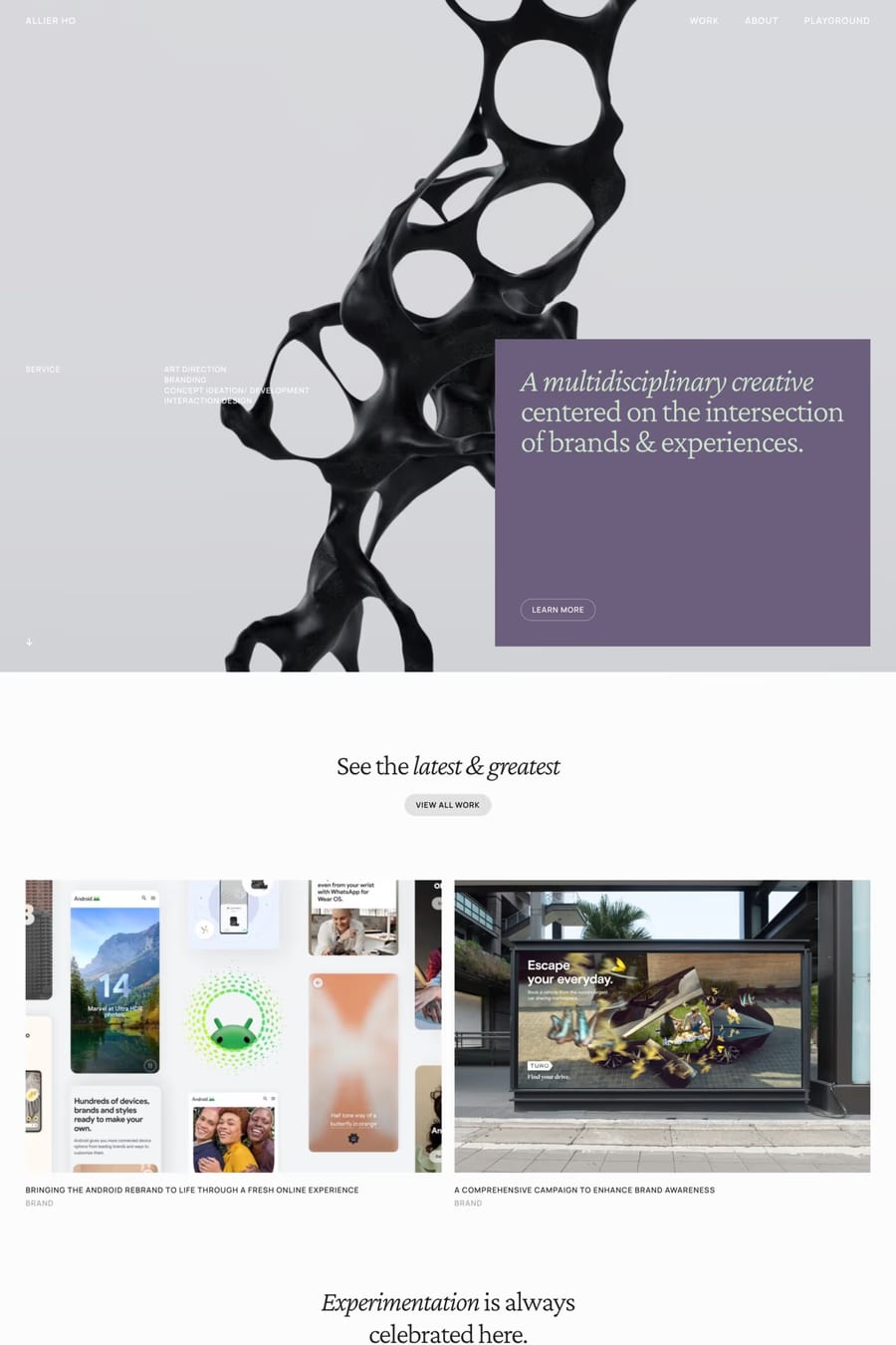 Allier Ho — portfolio website screenshot
