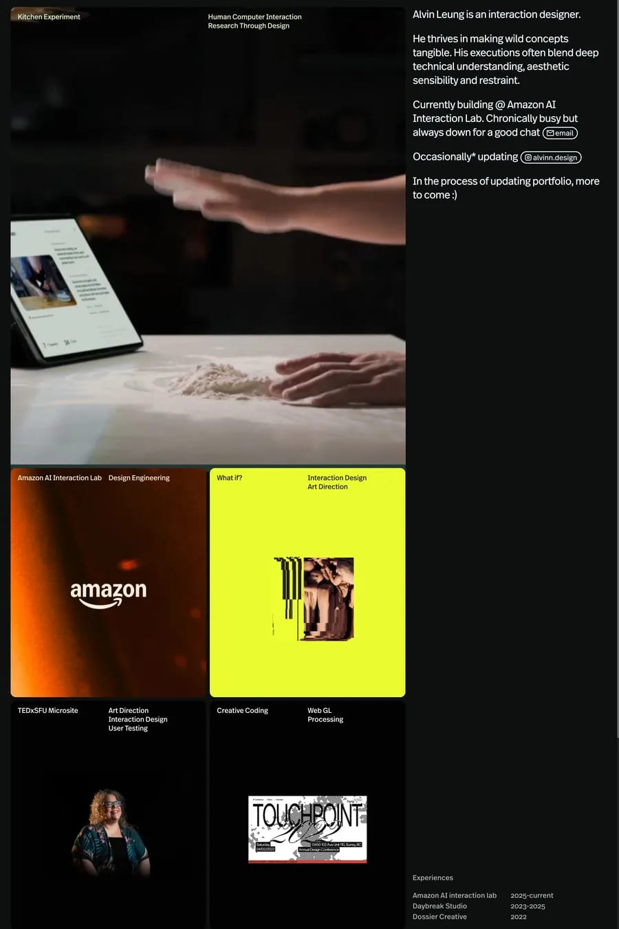 Alvin Leung — portfolio website screenshot