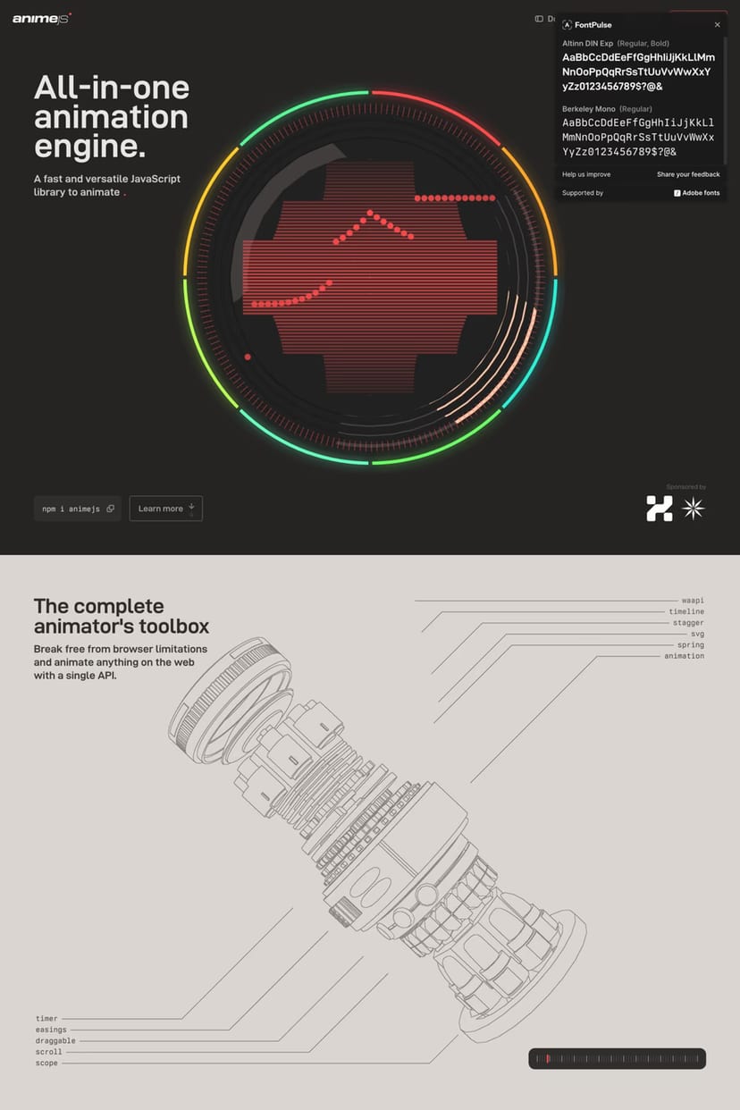 Anime.js — screenshot of a landing page