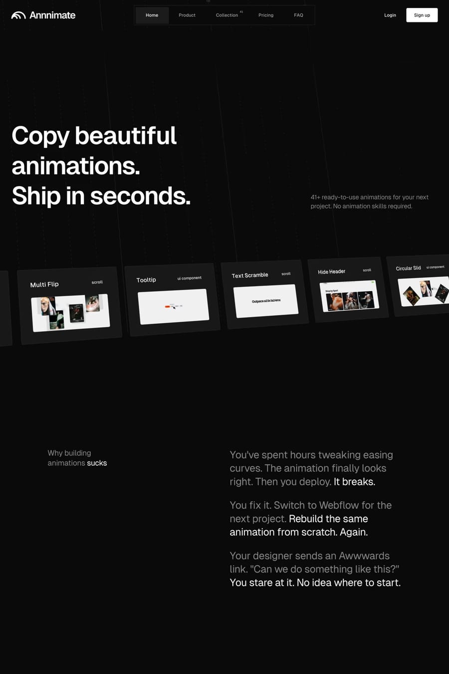 Annnimate — landing website screenshot