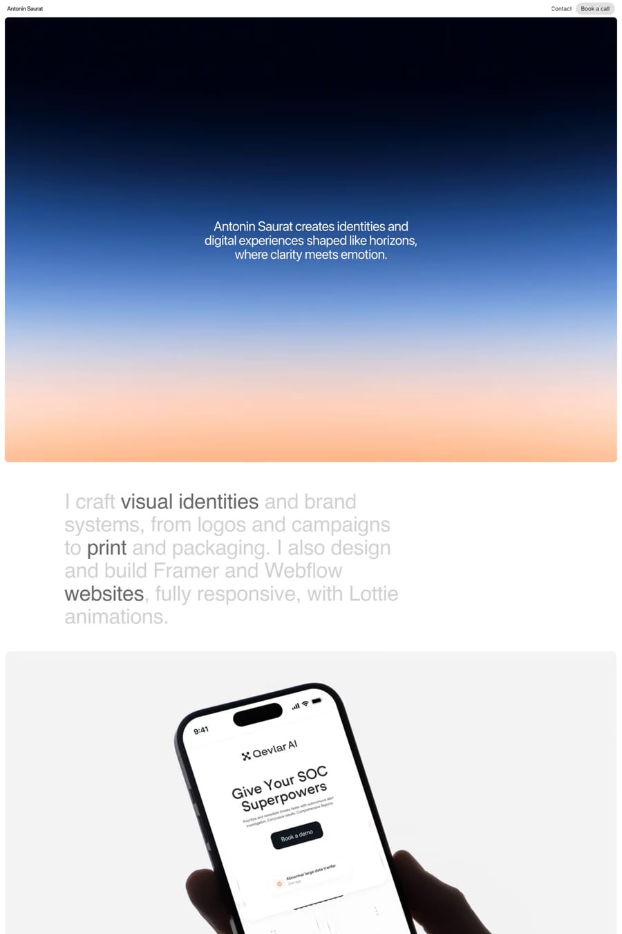 Antonin Saurat — portfolio website screenshot