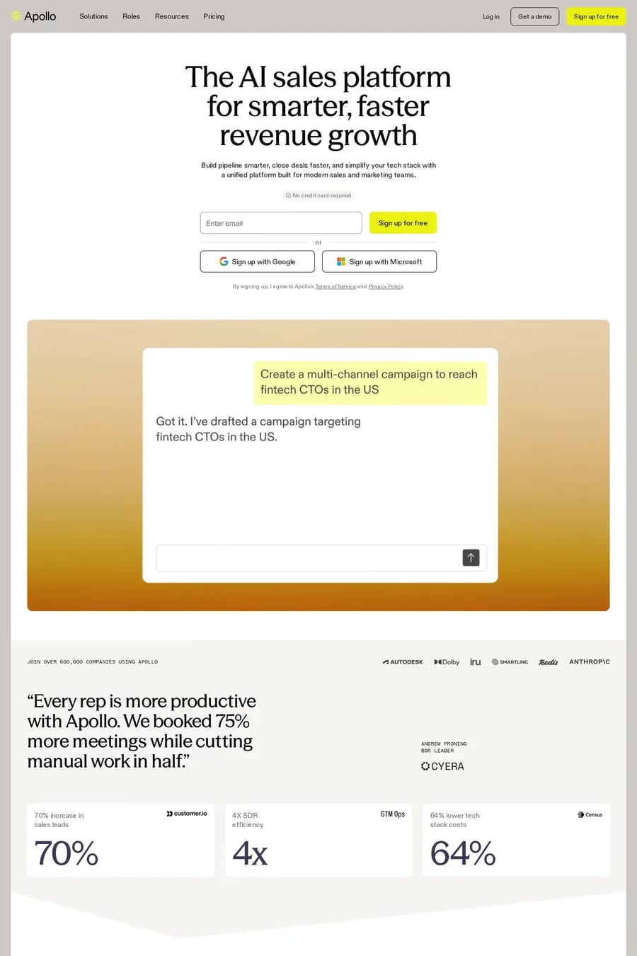 Apollo — landing website screenshot