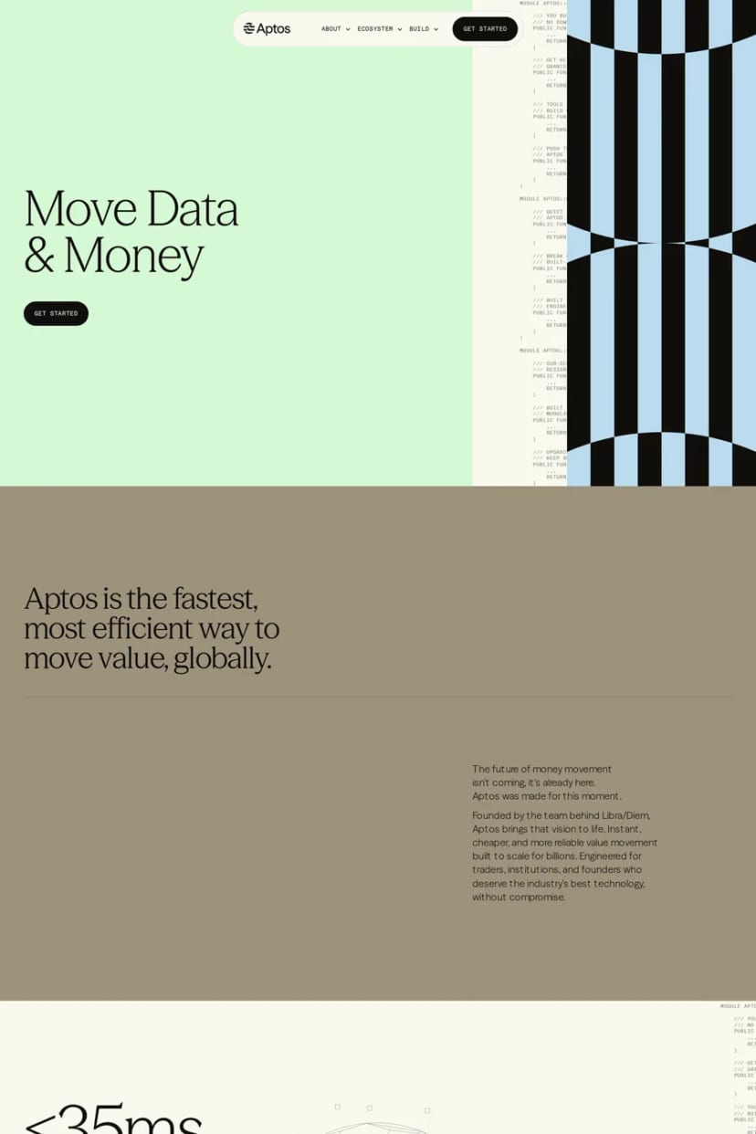Aptos — screenshot of a landing page