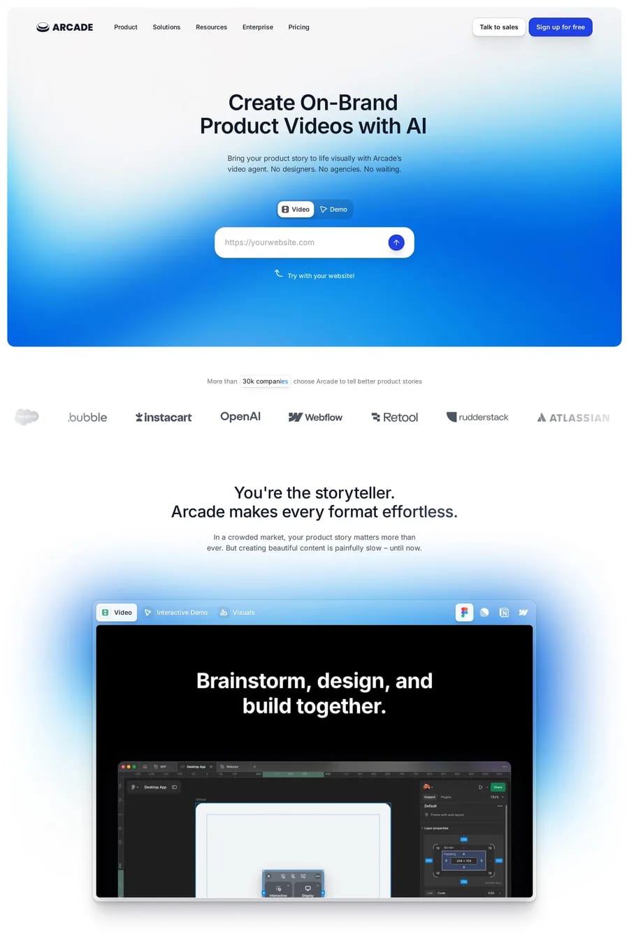 Arcade — landing website screenshot