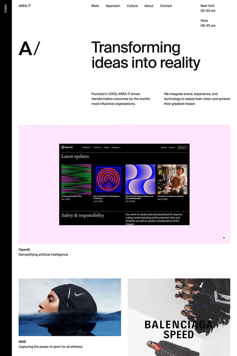 AREA 17 — agency website screenshot