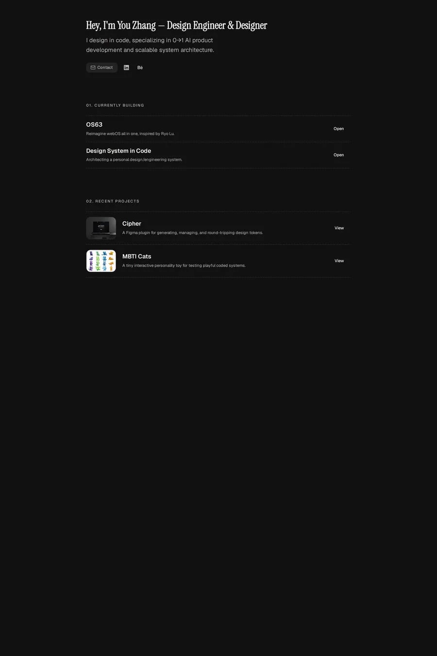 ATOM63 — portfolio website screenshot