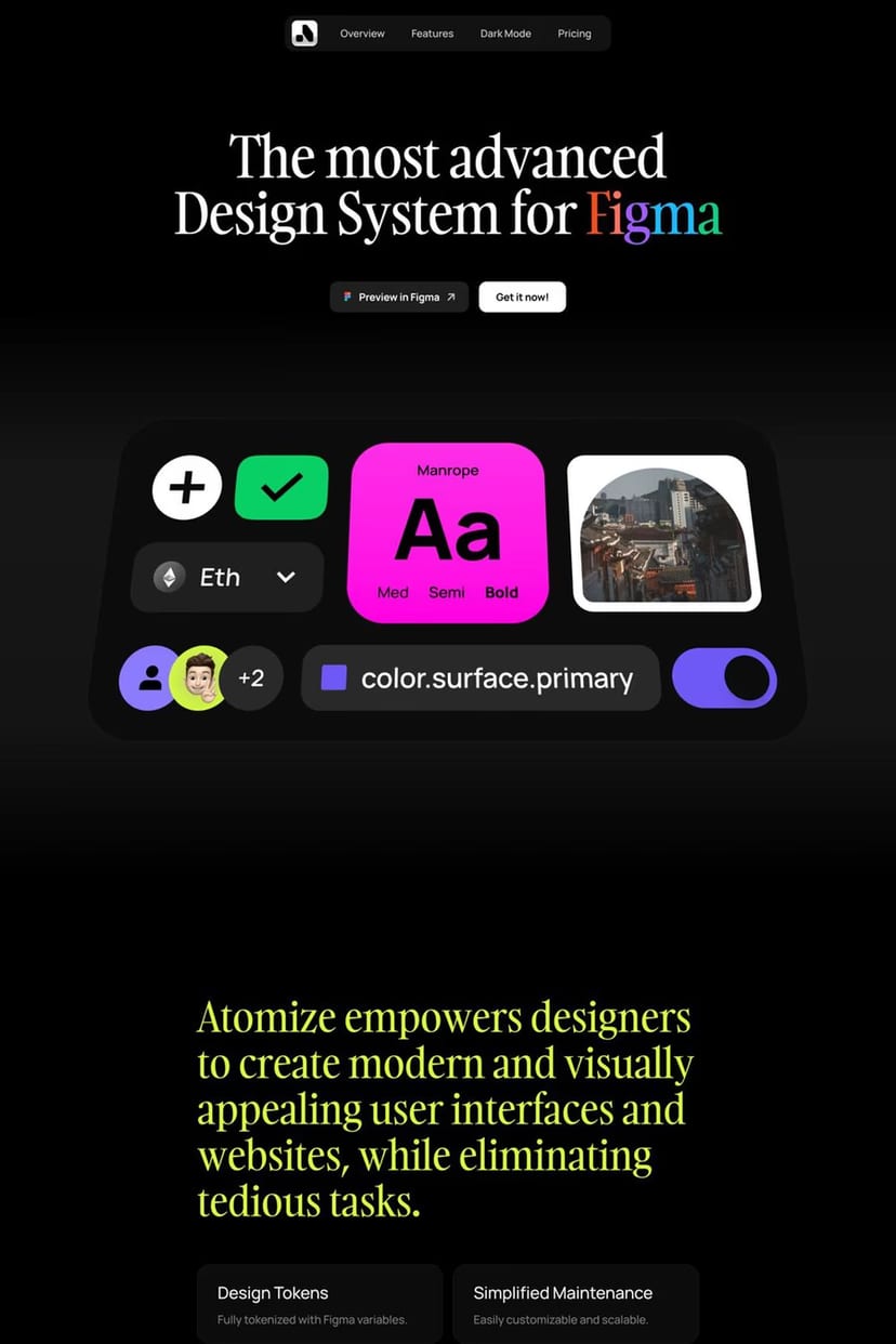 Atomize — screenshot of a landing page
