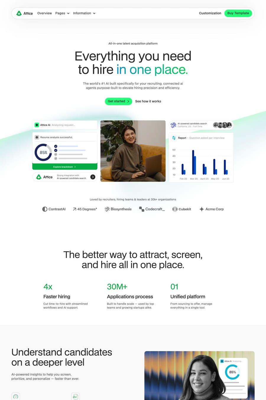 Attice — landing website template screenshot