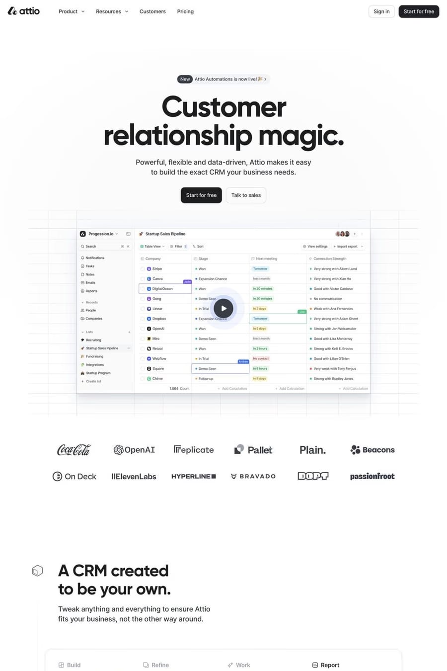 Attio — landing website screenshot