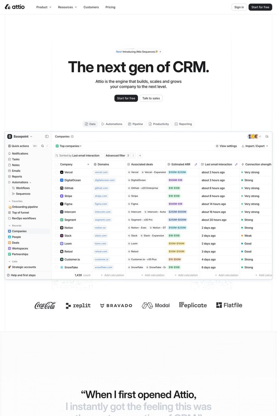 Attio — landing website screenshot