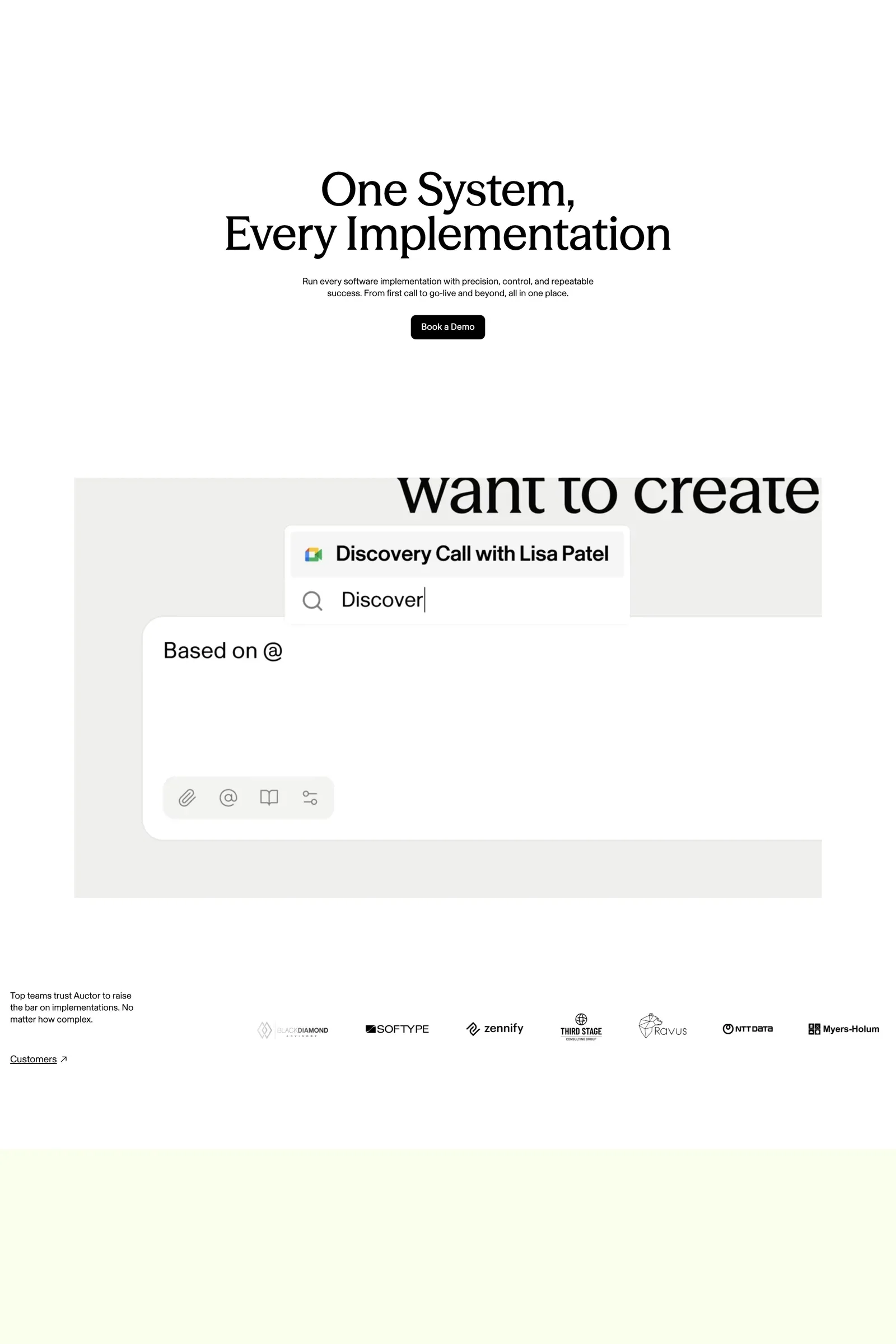 Auctor — screenshot of a typographic, minimal AI landing page in white and black