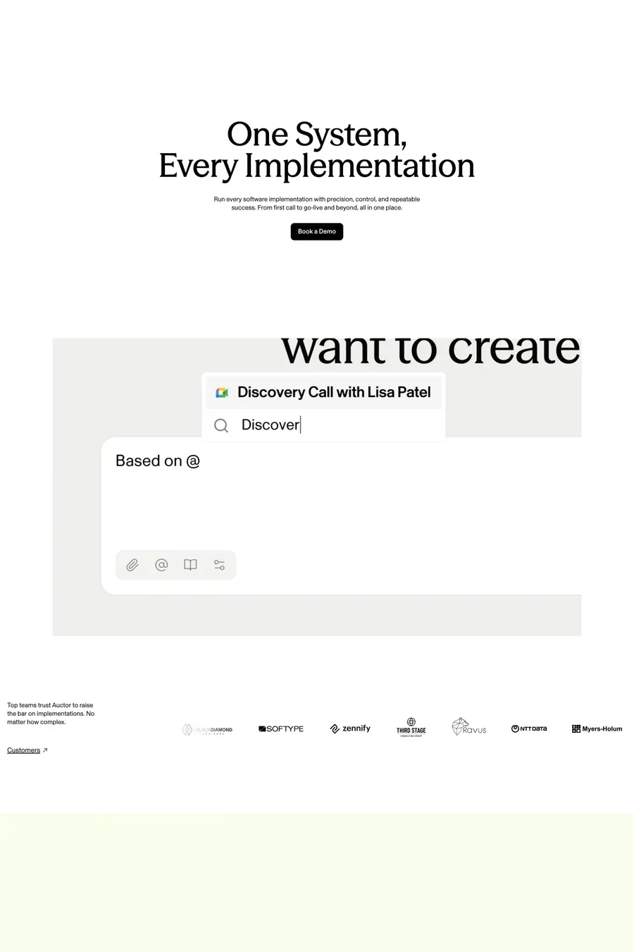 Auctor — screenshot of a typographic, minimal AI landing page in white and black