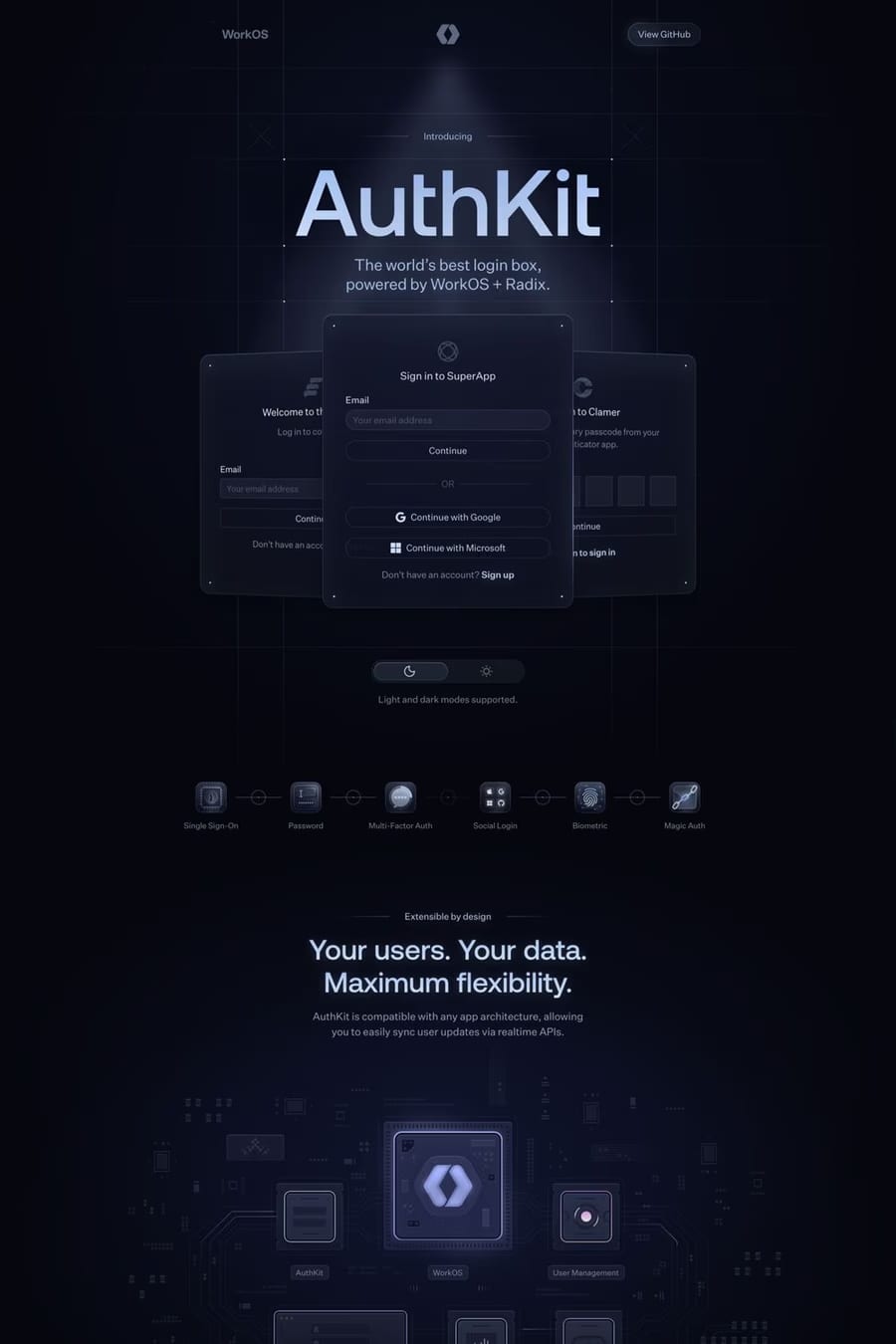 AuthKit — landing website screenshot