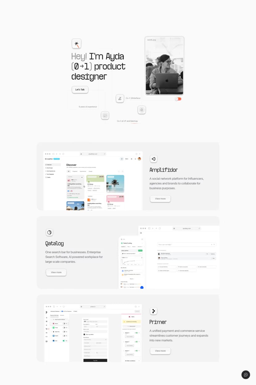Ayda Oz — screenshot of a portfolio site