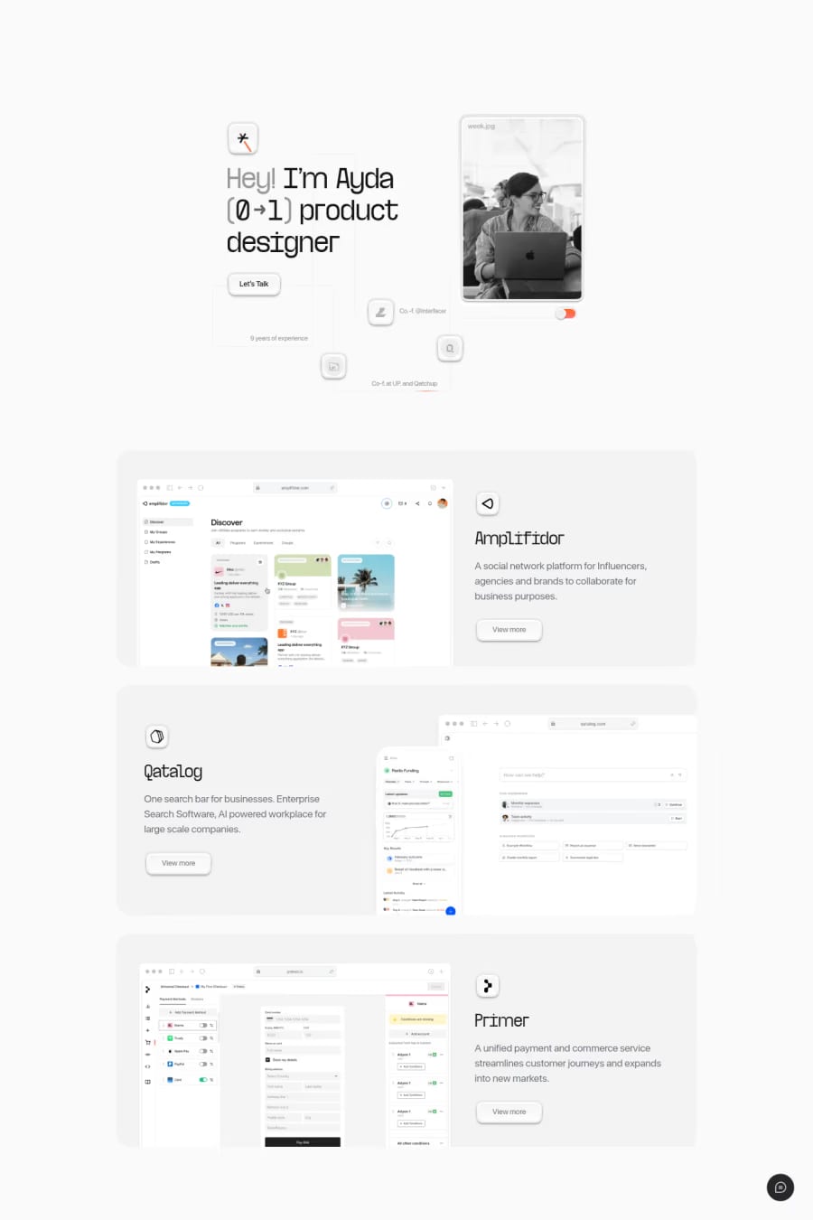 Ayda Oz — portfolio website screenshot