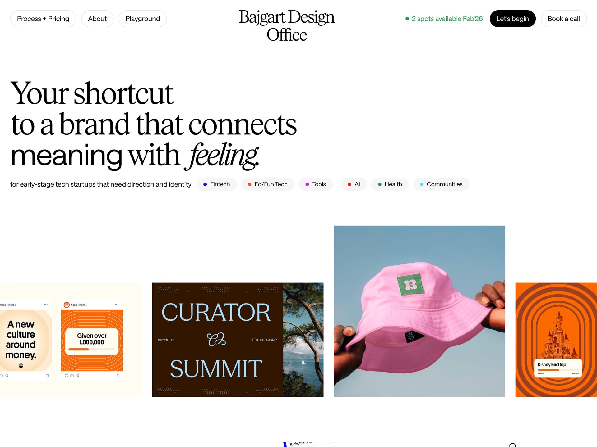 Bajgart Design Office — screenshot of a black-and-white, editorial design portfolio site in white