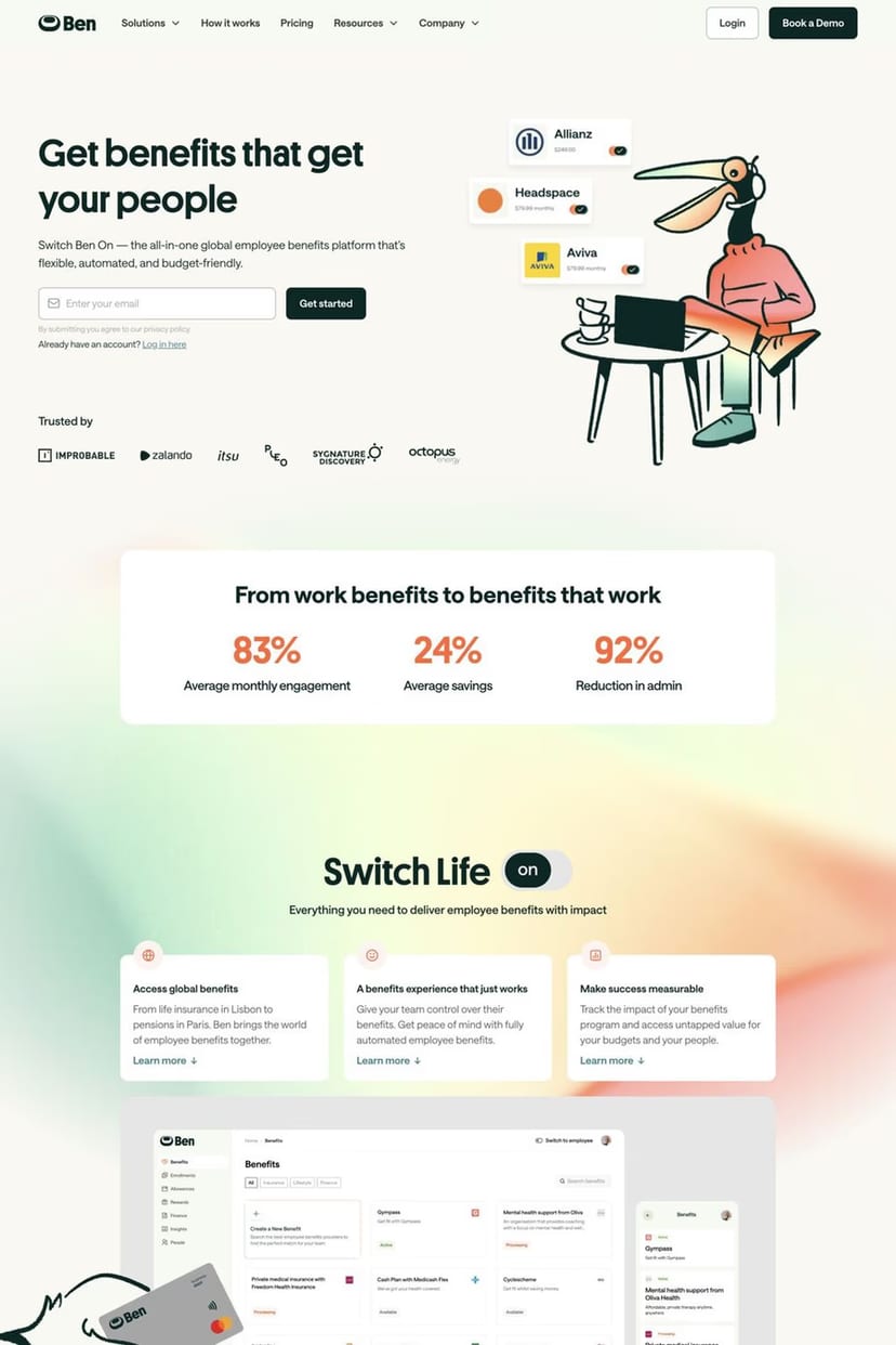 Ben — screenshot of a landing page