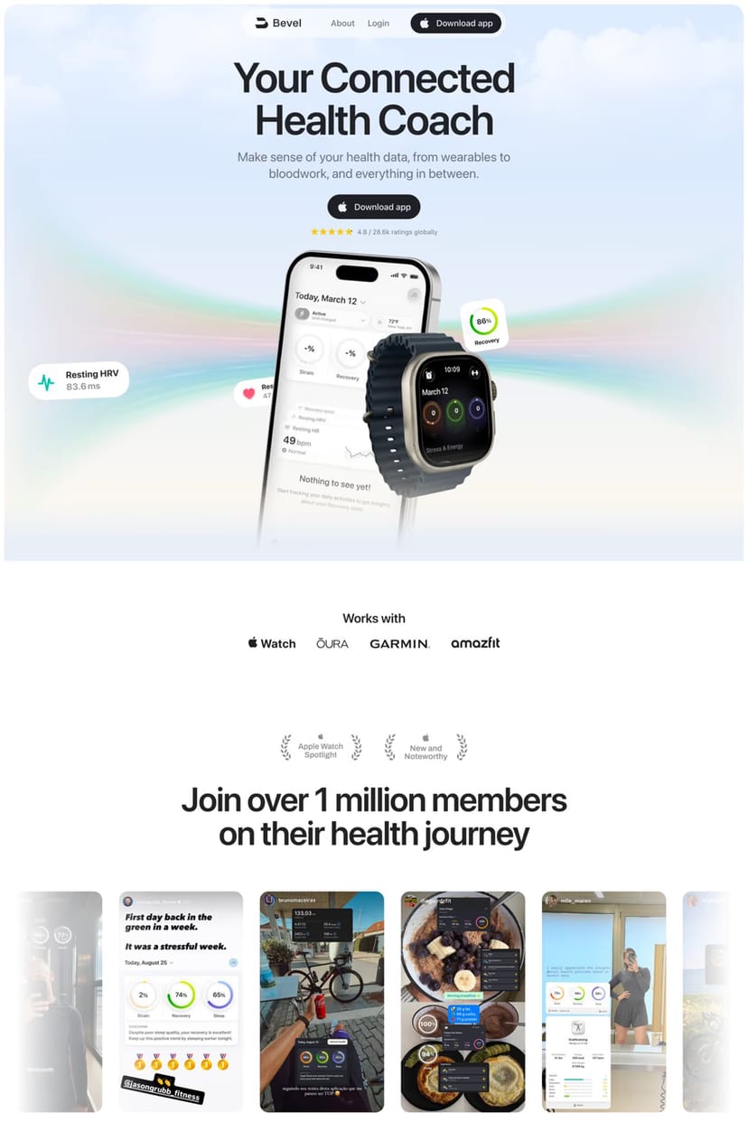 Bevel — screenshot of a landing page