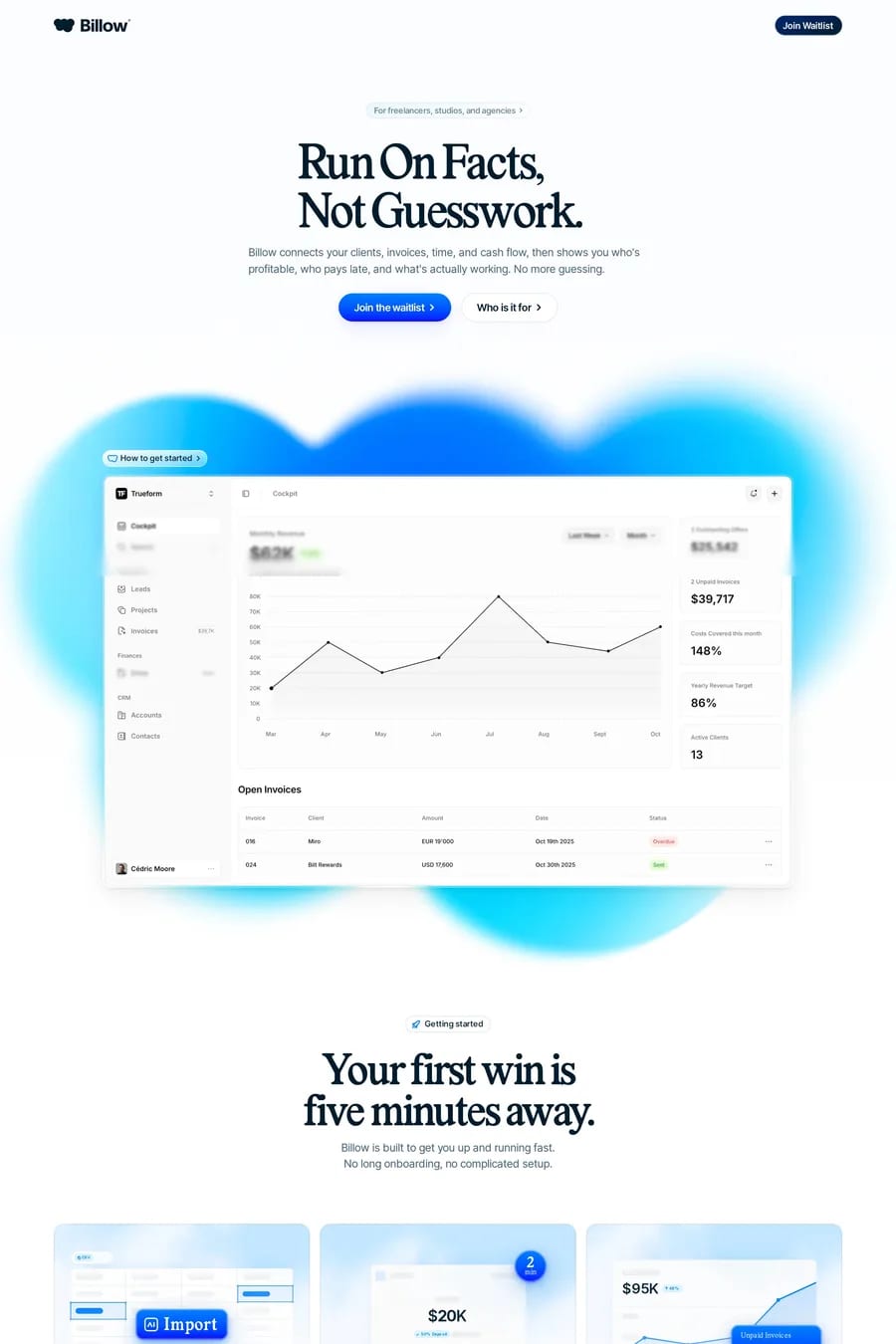 Billow — landing website screenshot