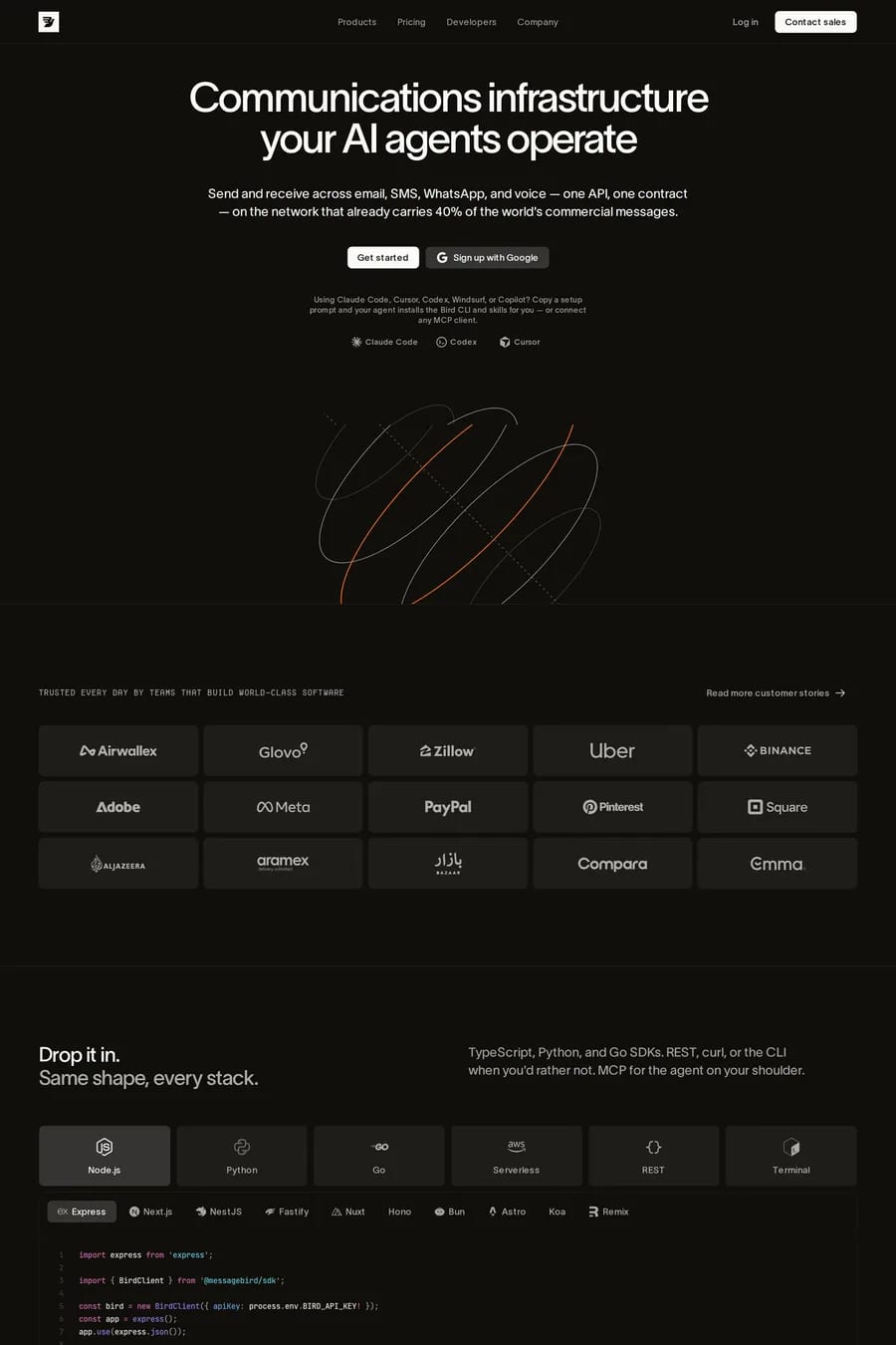 Bird — landing website screenshot