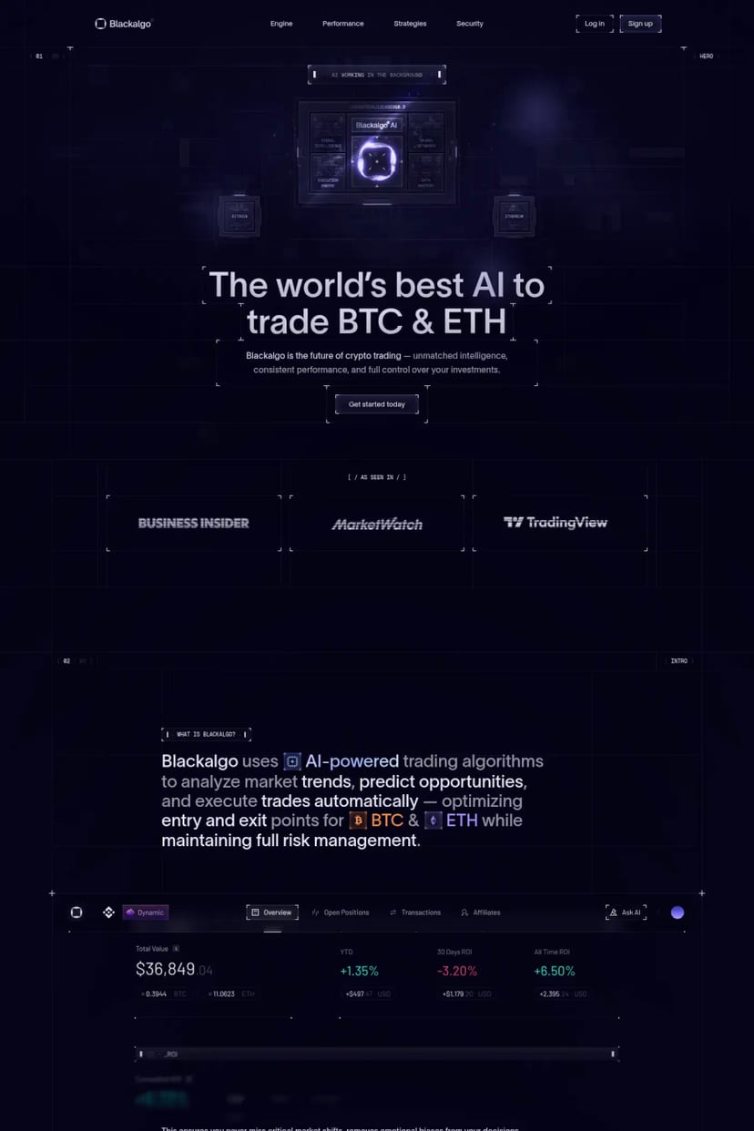 Blackalgo — screenshot of a landing page