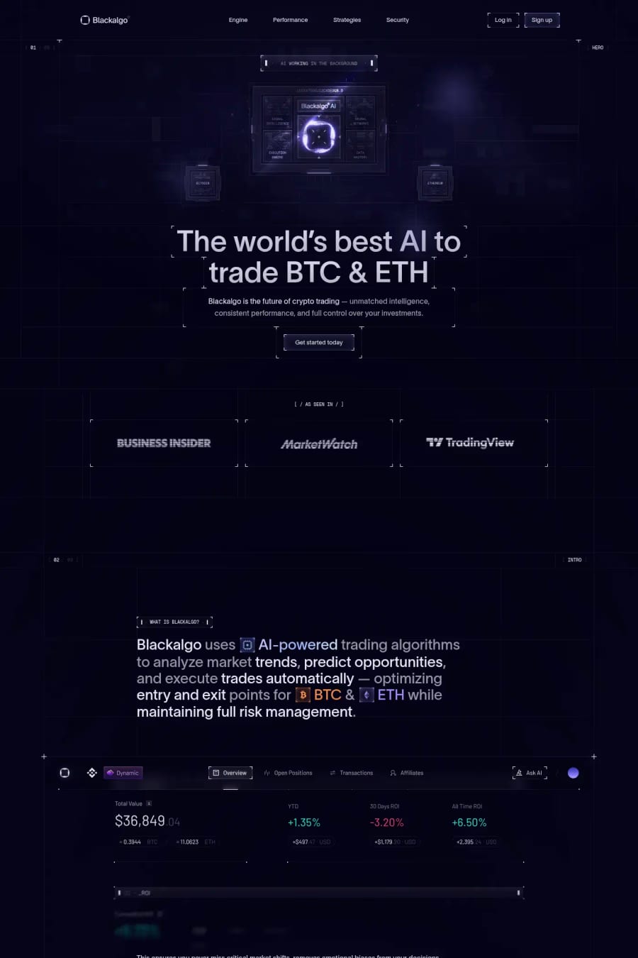Blackalgo — landing website screenshot