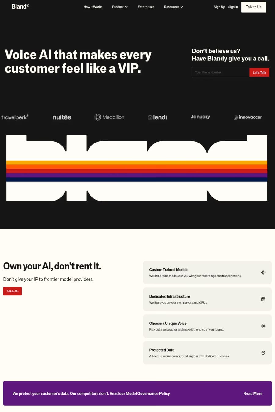 Bland AI — landing website screenshot