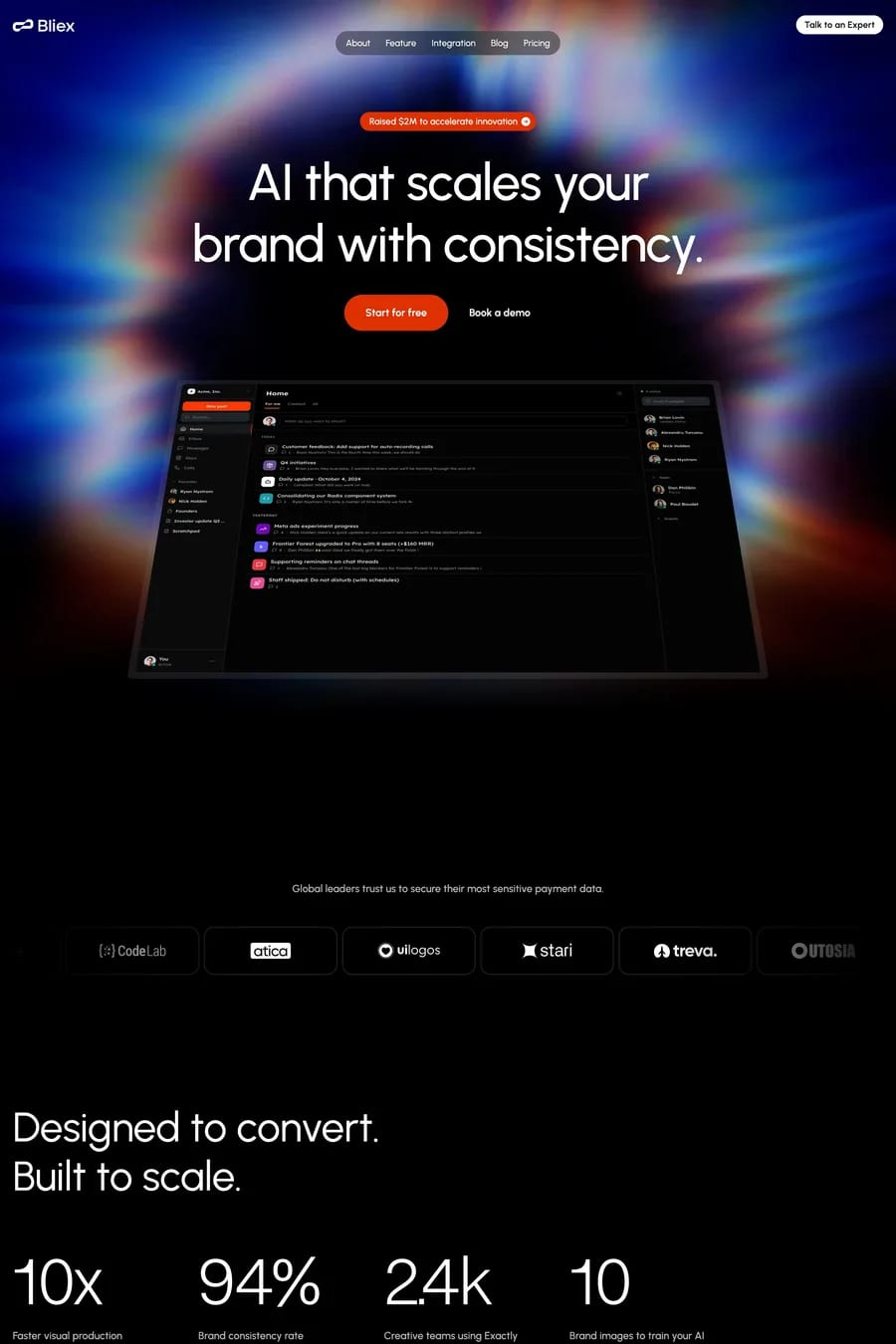 Bliex — landing website template screenshot