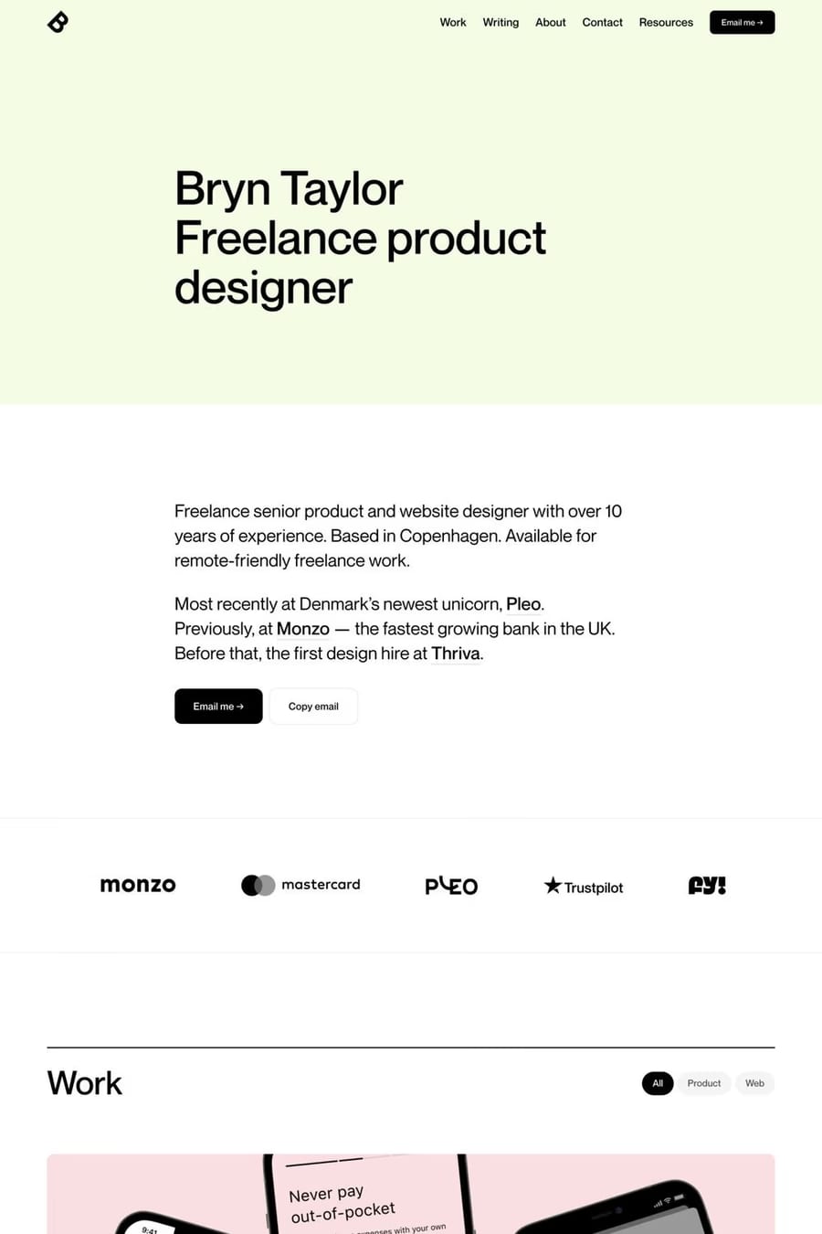 Bryn Taylor — portfolio website screenshot