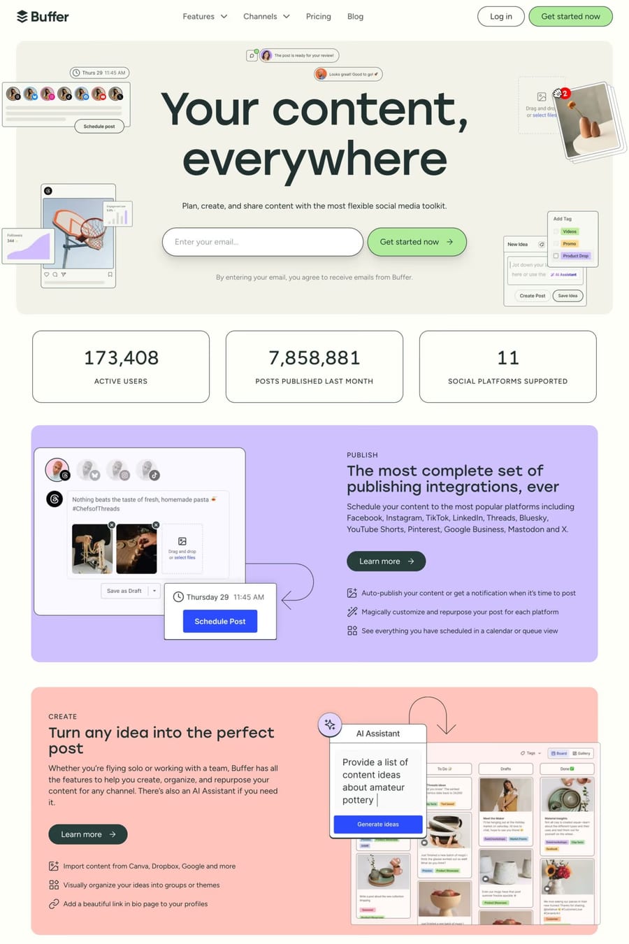 Buffer — landing website screenshot
