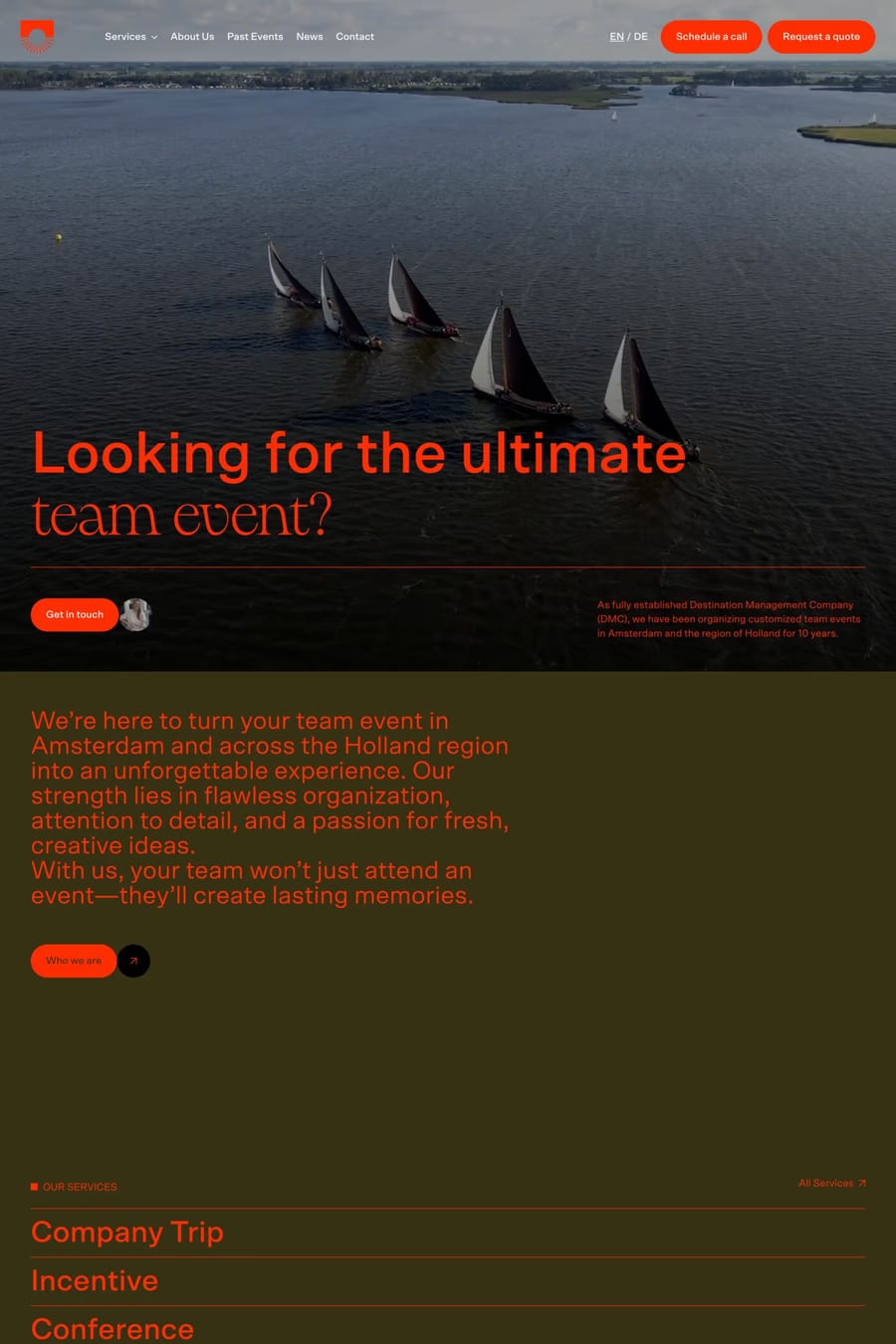 Canals and Windmills — landing website screenshot