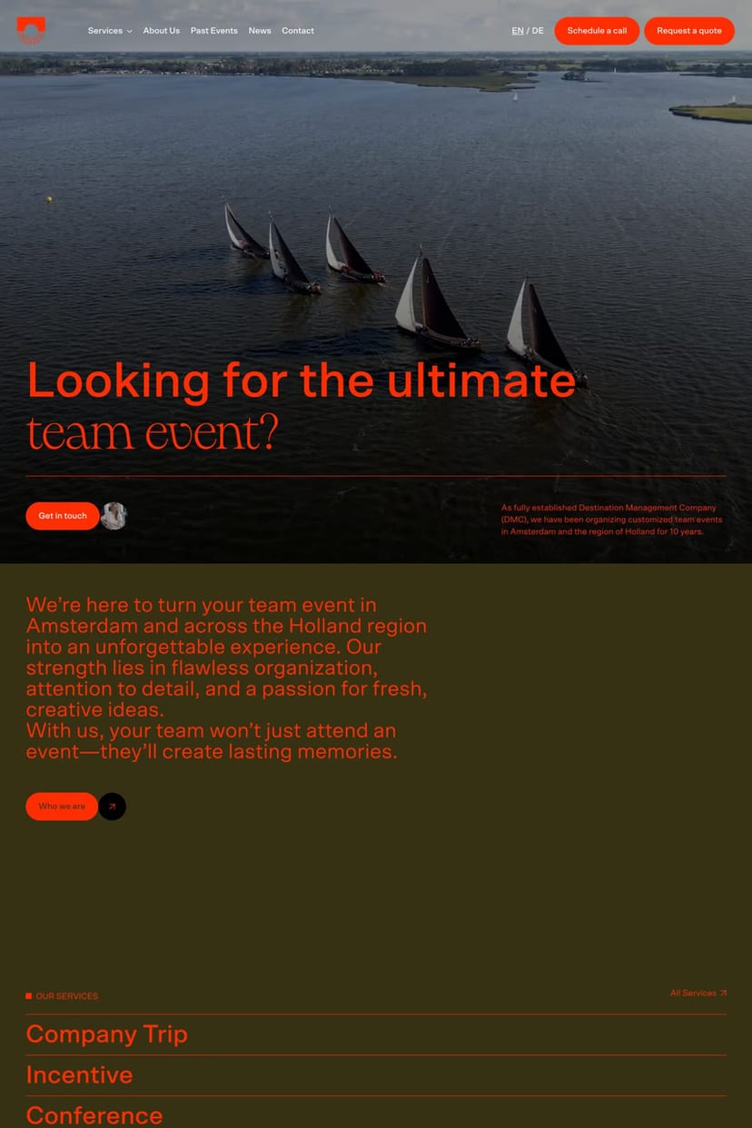 Canals and Windmills — screenshot of a landing page