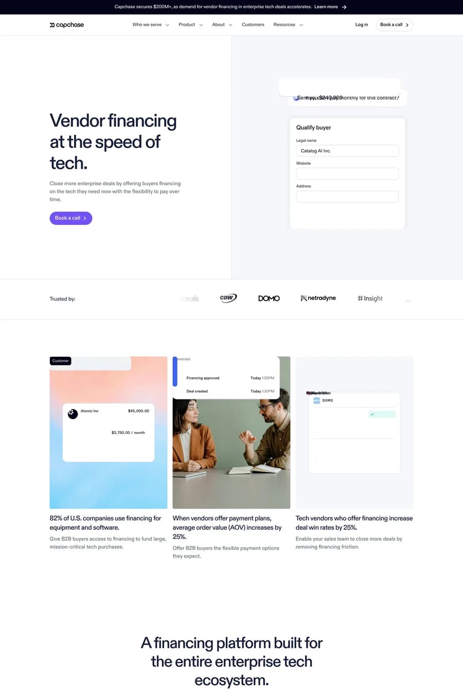Capchase — landing website screenshot
