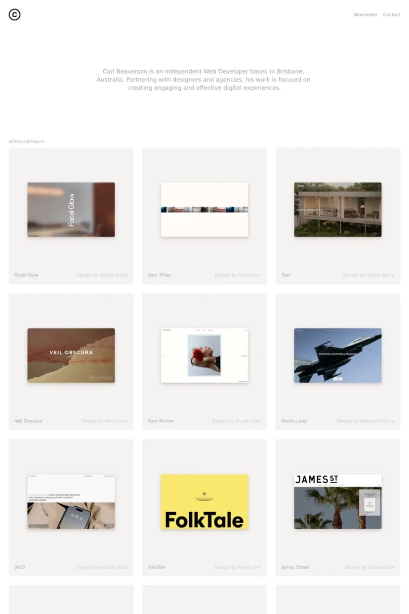 Carl Beaverson — screenshot of a portfolio site