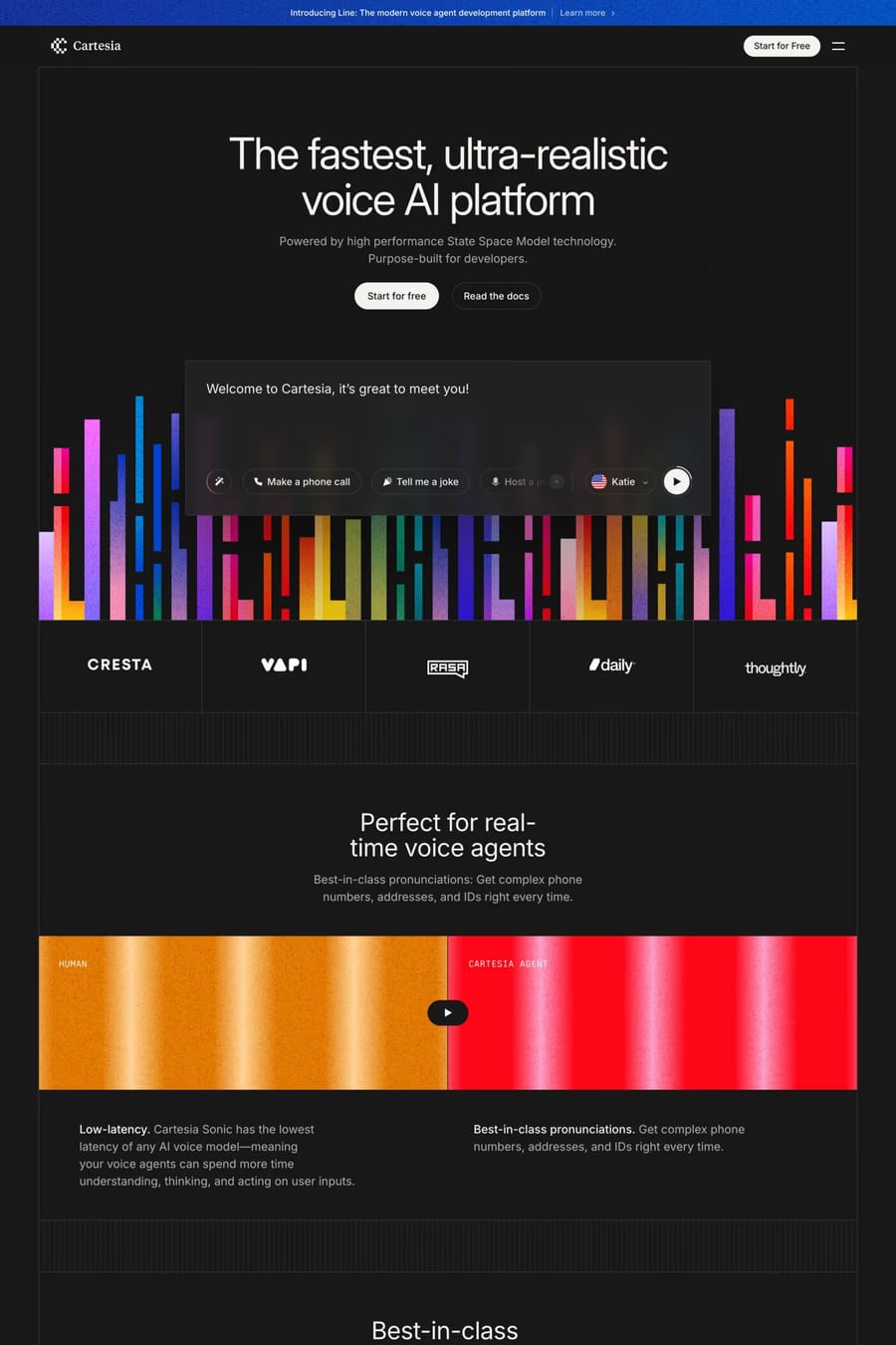 Cartesia — landing website screenshot