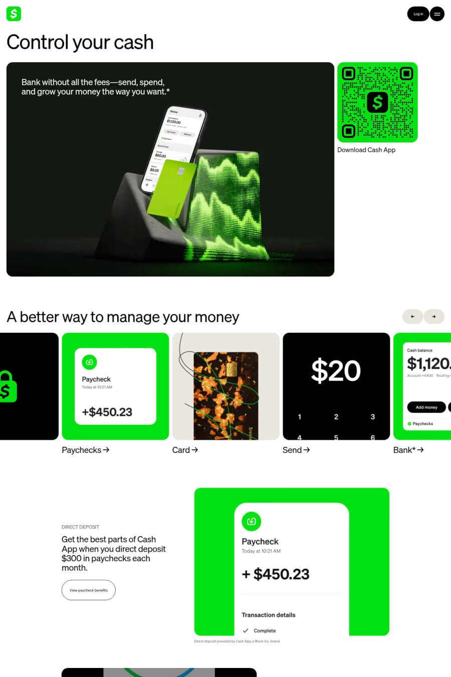 Cash App — landing website screenshot