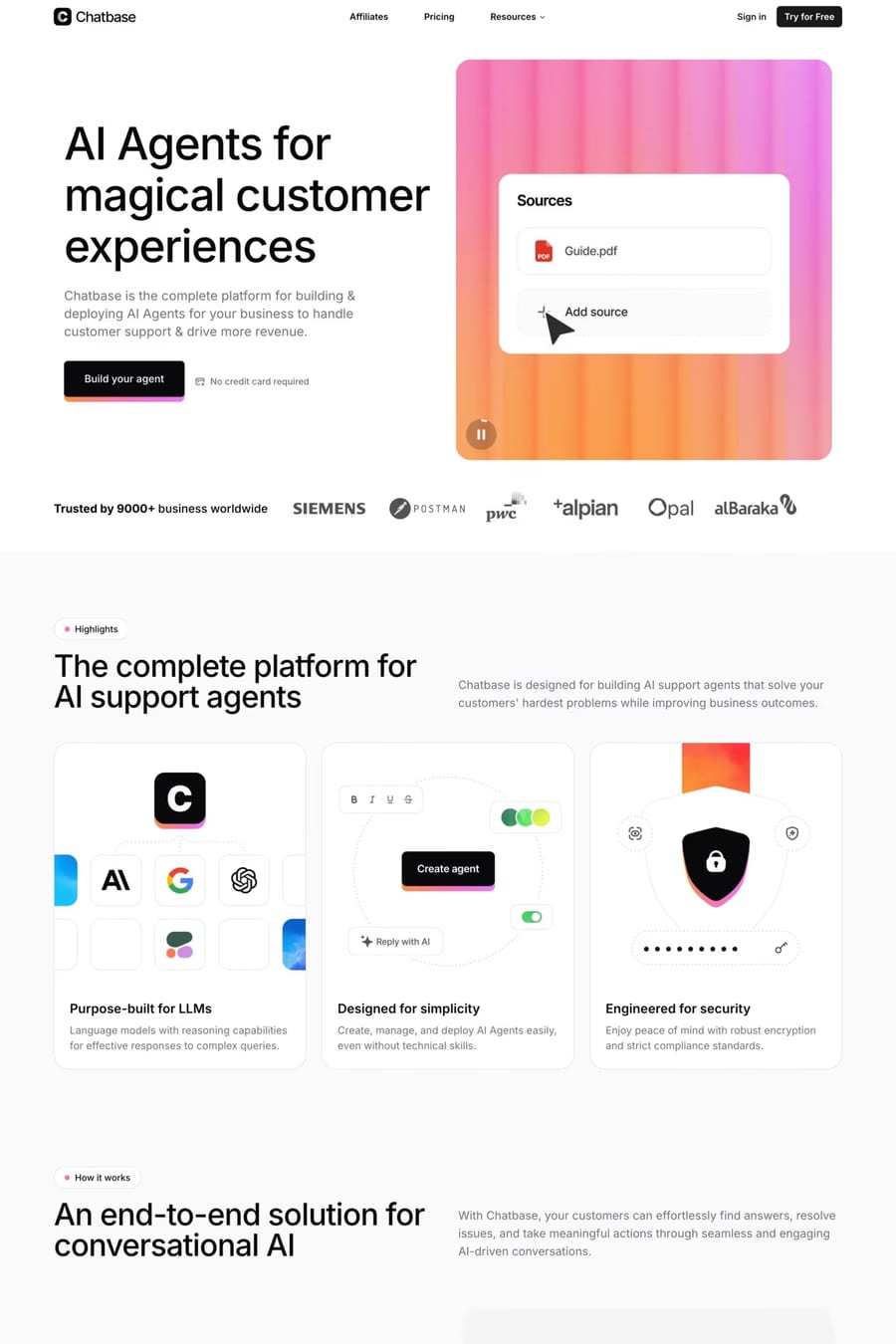 Chatbase — landing website screenshot