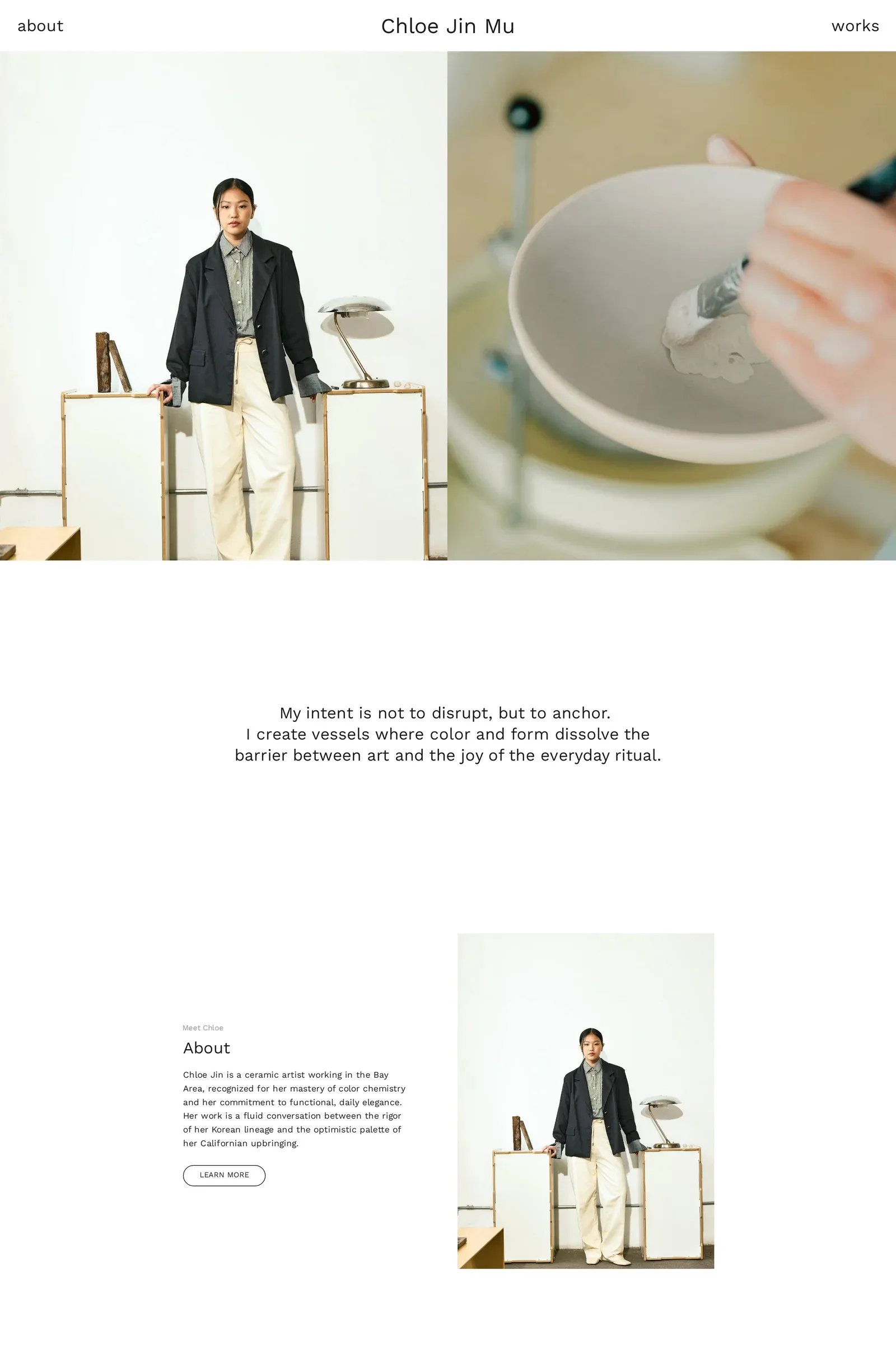 Chloe — screenshot of a minimal, light homeware portfolio template in white and beige