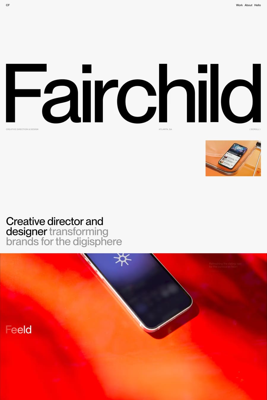 Chris Fairchild — screenshot of a minimal, light design portfolio site in white