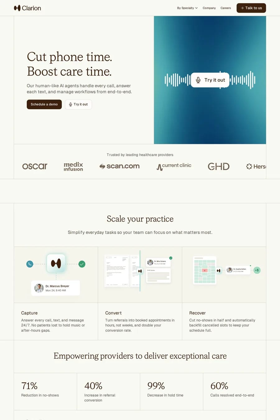 Clarion — landing website screenshot