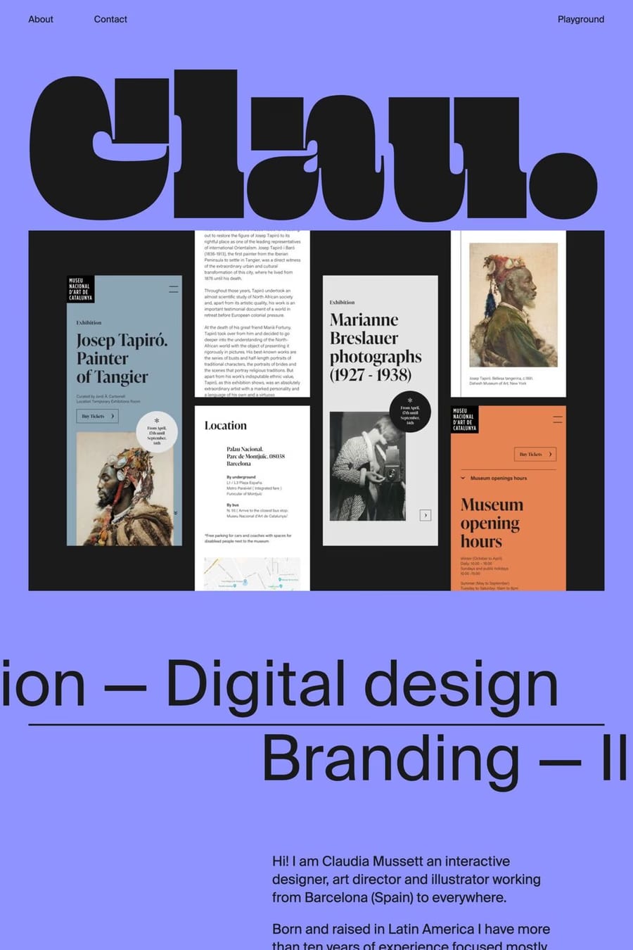 Claudia Mussett — portfolio website screenshot