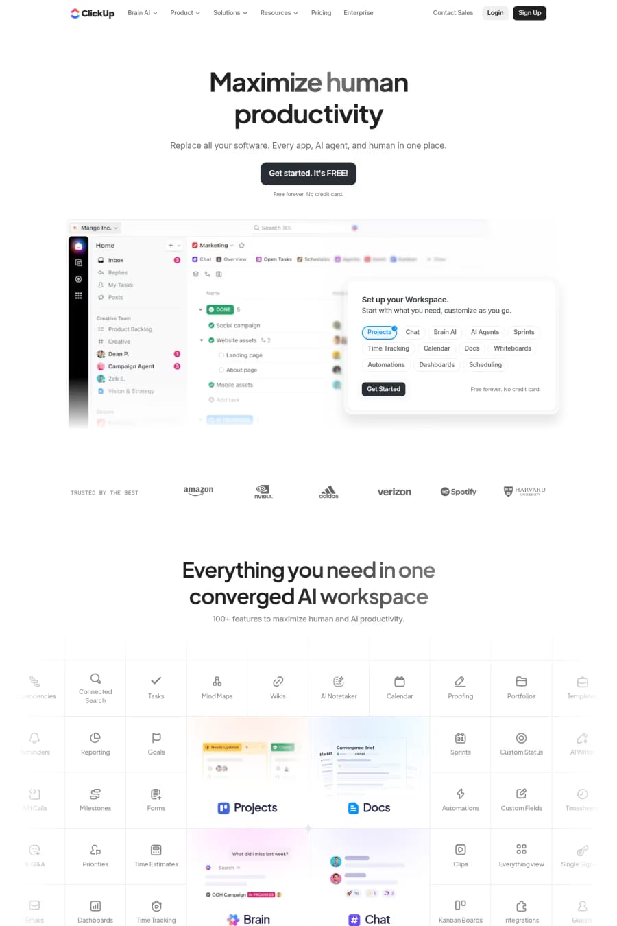 ClickUp — landing website screenshot