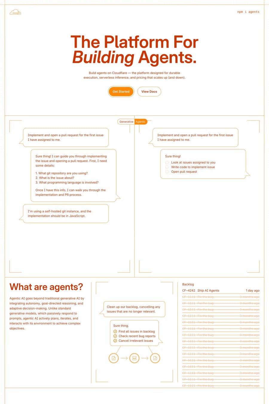 Cloudflare Agents — landing website screenshot