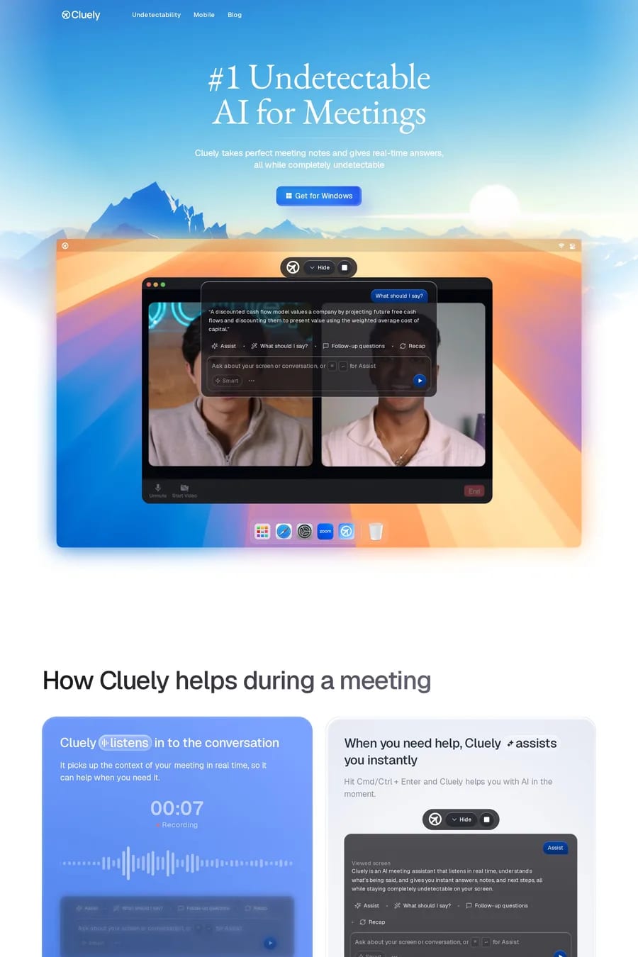 Cluely — landing website screenshot